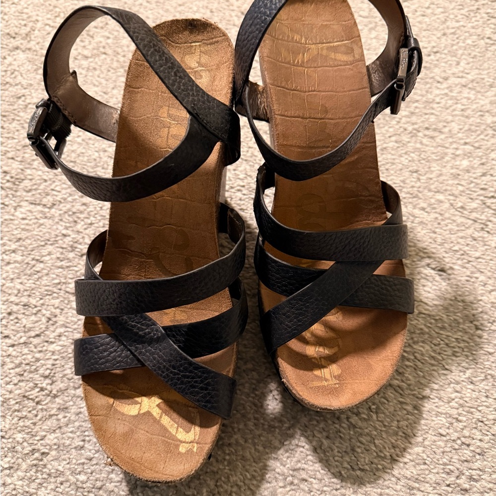 Sam Edelman Black Leather Nelson Wedge Size 10 Women's